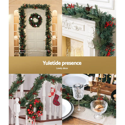 Jingle Jollys 2.4m Christmas Garland with LED Lights Decorations Xmas Party - Image 5