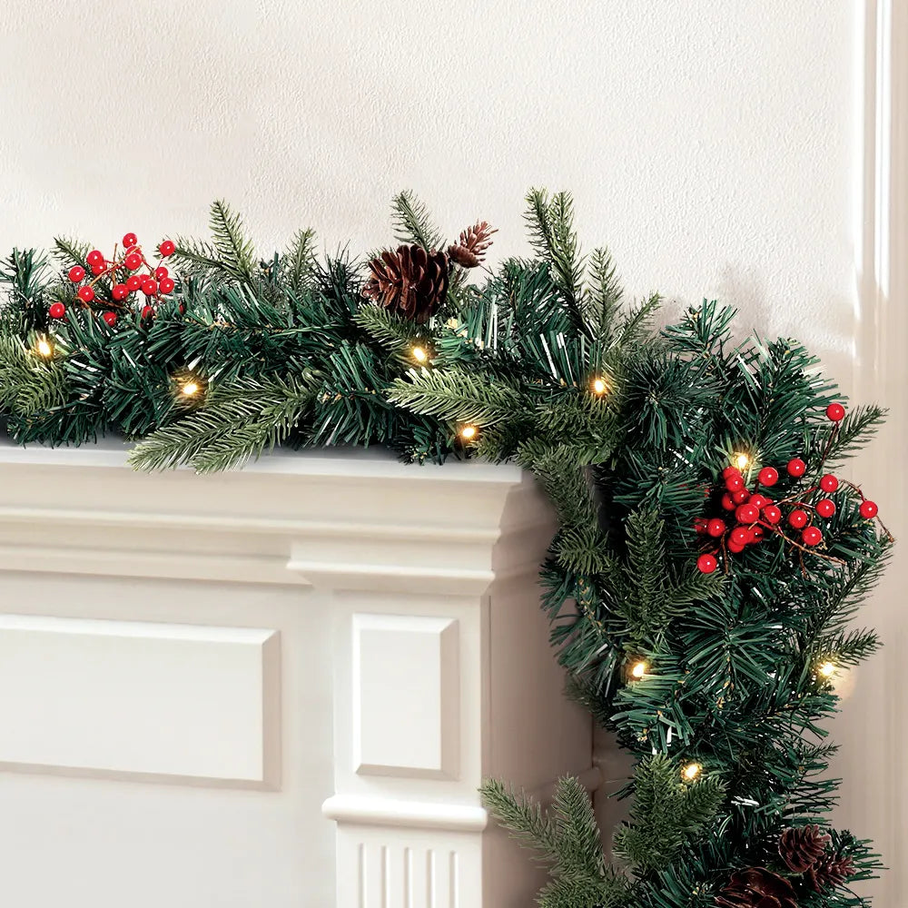 Jingle Jollys 2.4m Christmas Garland with LED Lights Decorations Xmas Party - Image 8