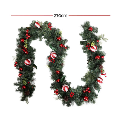 Jingle Jollys 2.7m Christmas Garland with Decorations Xmas Wedding Party - Image 2