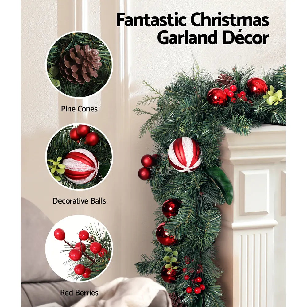 Jingle Jollys 2.7m Christmas Garland with Decorations Xmas Wedding Party - Image 4