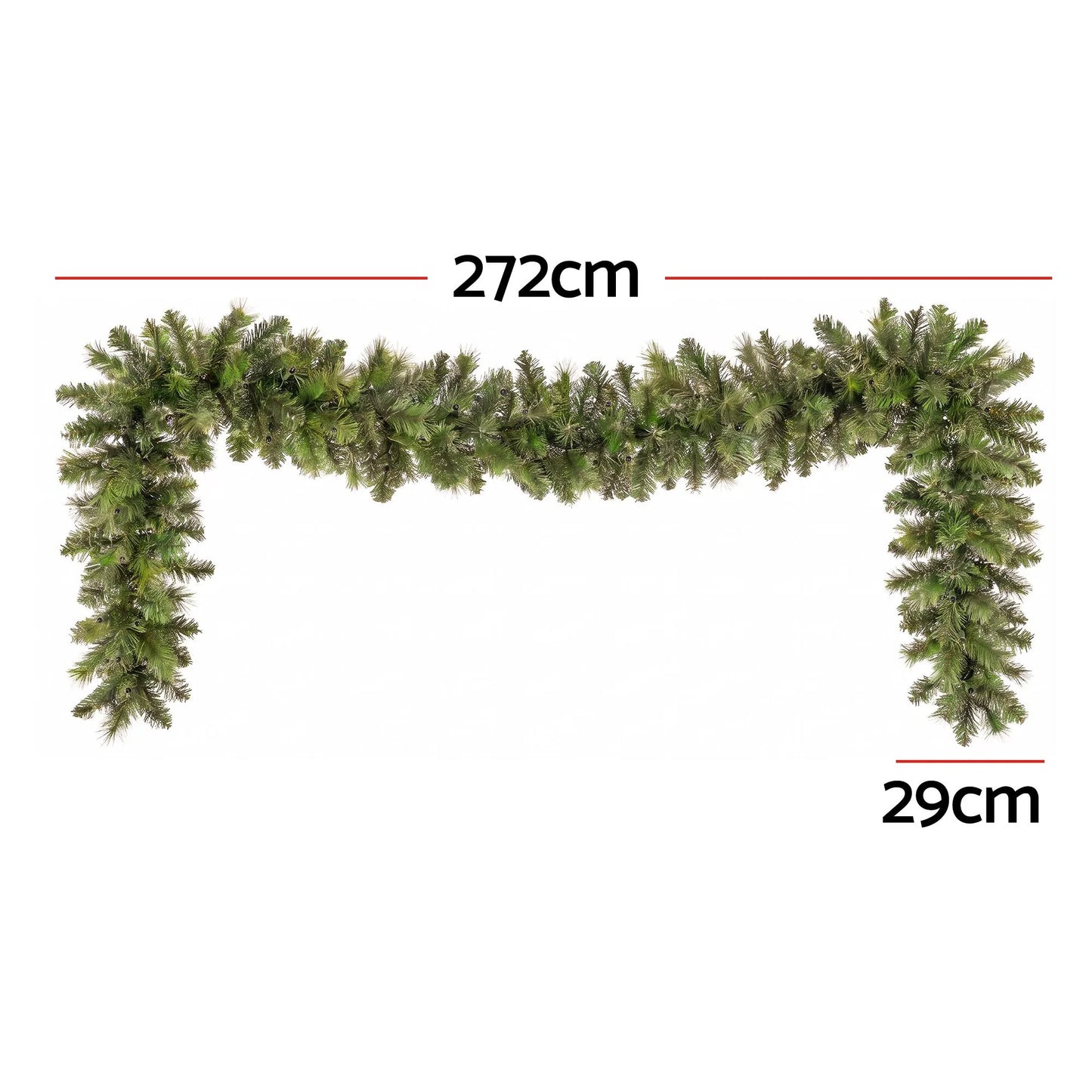 Jingle Jollys 2.7M Christmas Garland 8 Mode LED Lights Timing 200Tips Xmas Decor - Image 2