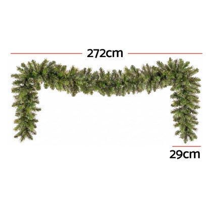 Jingle Jollys 2.7M Christmas Garland 8 Mode LED Lights Timing 200Tips Xmas Decor - Image 2