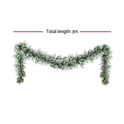 Jingle Jollys 3M Christmas Garland Pre-lit LED Lights Snow Frosted Tips Decor - Image 2