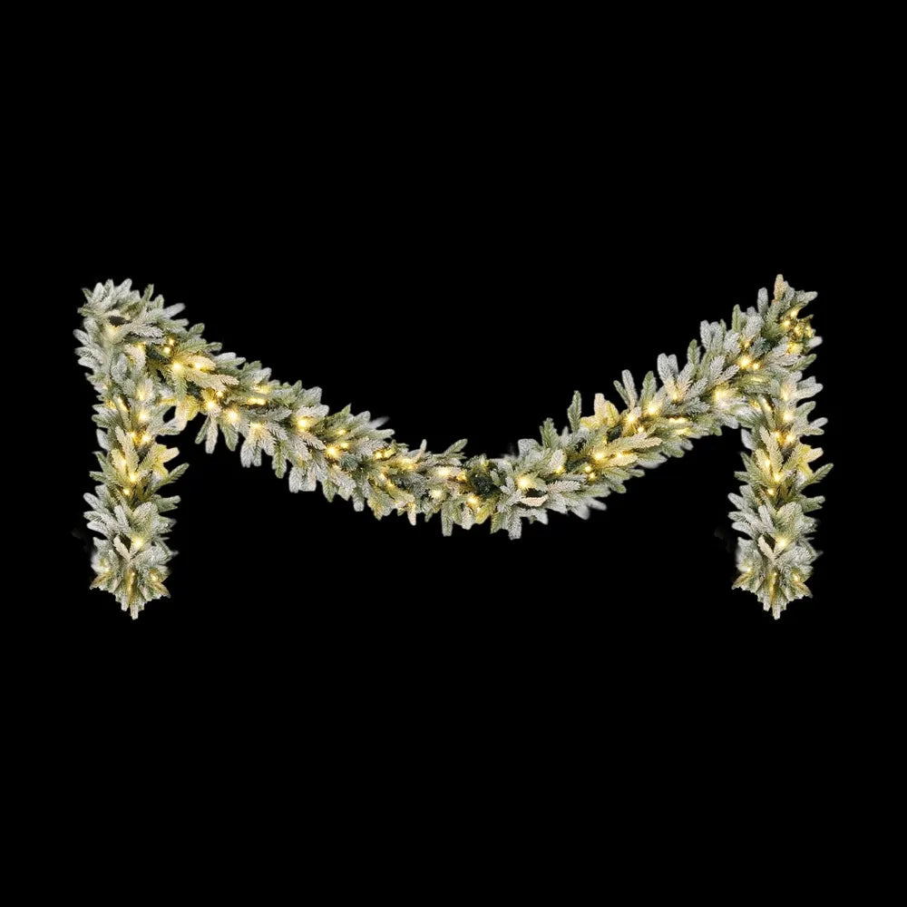 Jingle Jollys 3M Christmas Garland Pre-lit LED Lights Snow Frosted Tips Decor - Image 3