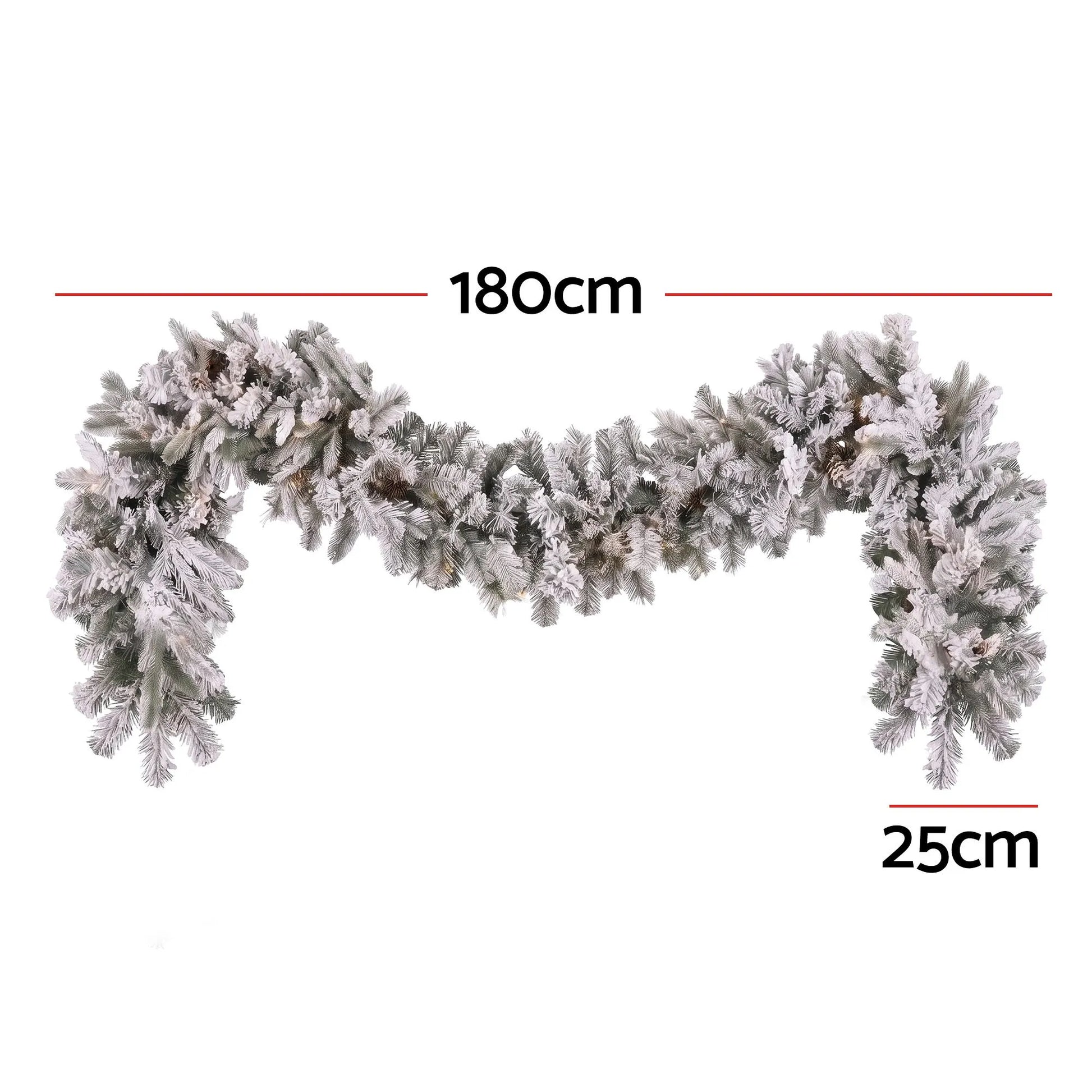 Jingle Jollys 1.8M Christmas Garland 8 Mode LED Snow Frosted Tips Auto Timing  - Image 2
