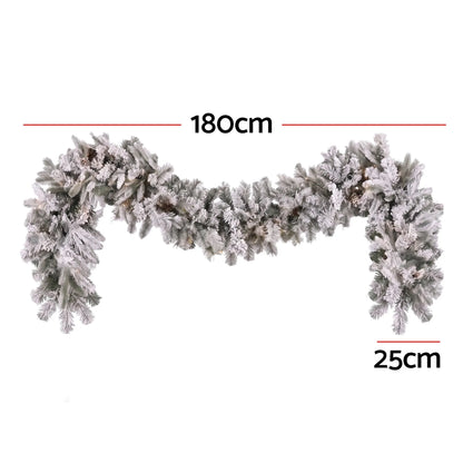 Jingle Jollys 1.8M Christmas Garland 8 Mode LED Snow Frosted Tips Auto Timing  - Image 2