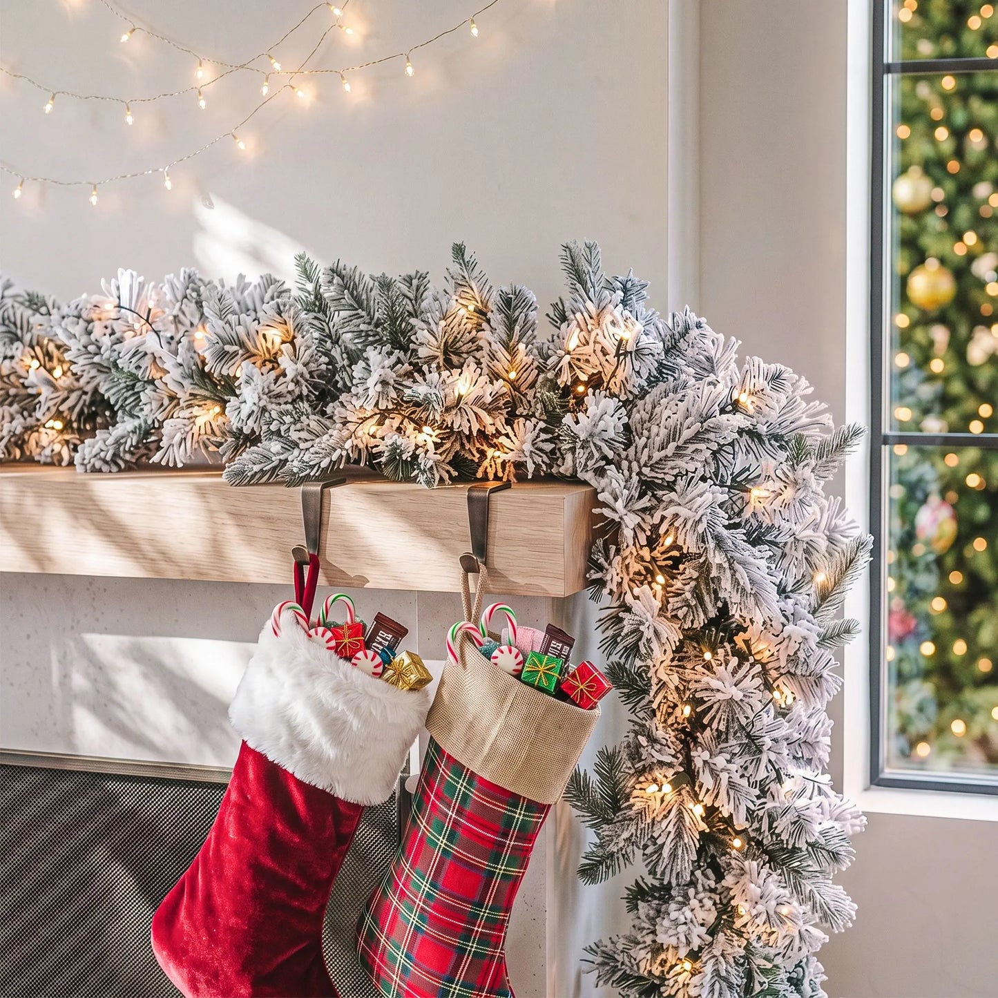 Jingle Jollys 1.8M Christmas Garland 8 Mode LED Snow Frosted Tips Auto Timing  - Image 9