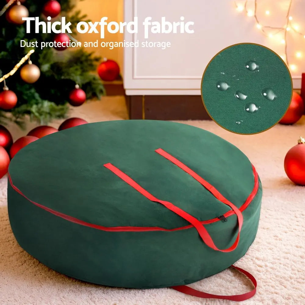 Jingle Jollys Christmas Garland Wreath Storage Bag Baubles Ornaments Container - Image 4