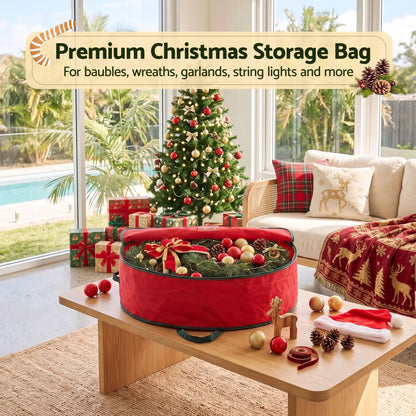 Jingle Jollys Christmas Garland Wreath Storage Bag Baubles Ornaments Container - Image 5