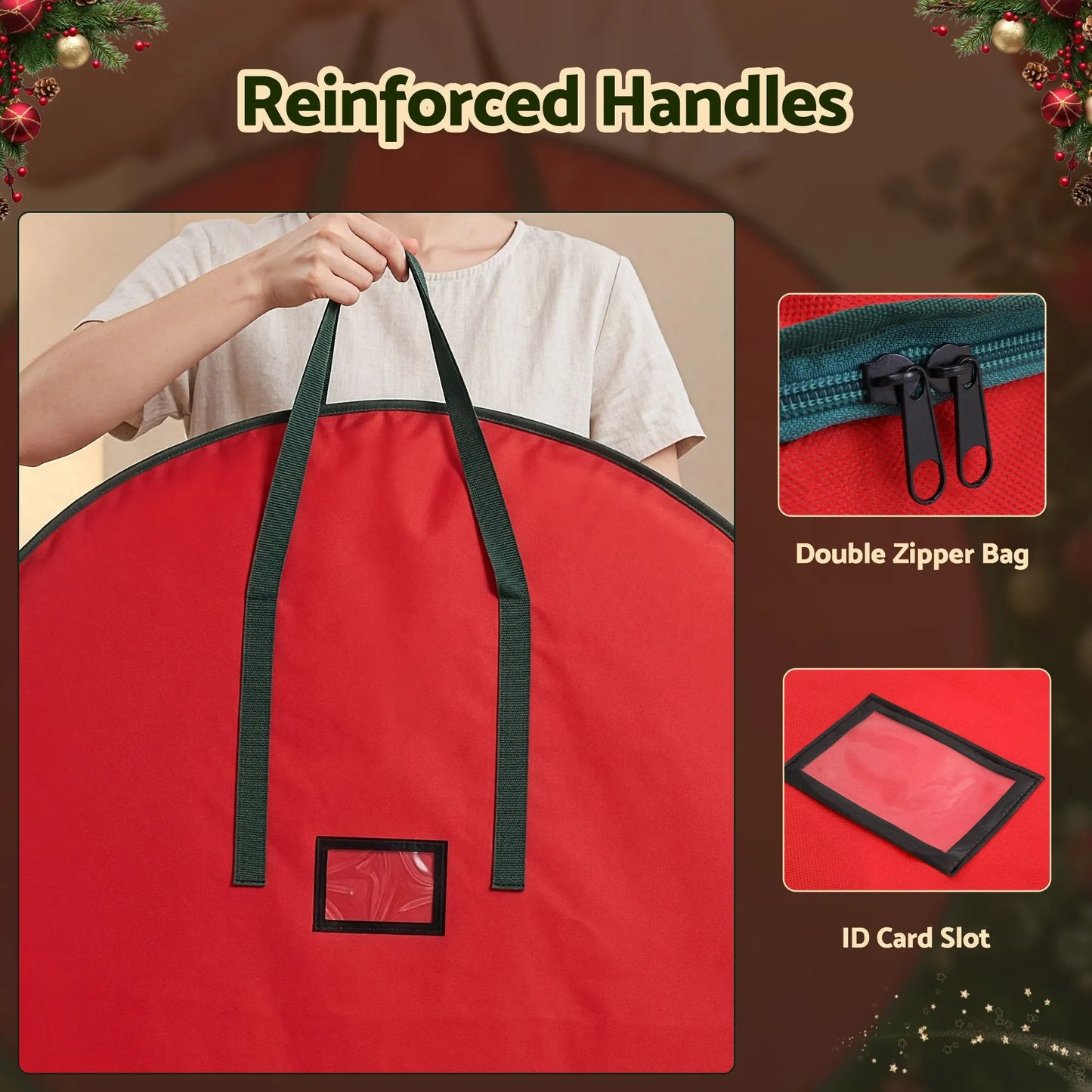 Jingle Jollys Christmas Garland Wreath Storage Bag Baubles Ornaments Container - Image 6