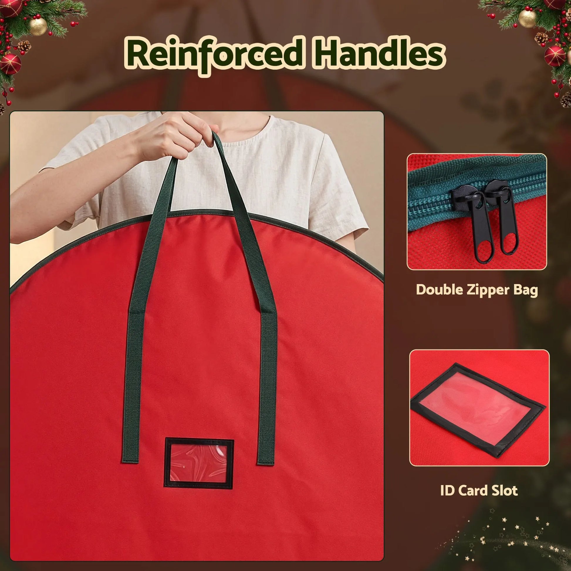 Jingle Jollys Christmas Garland Wreath Storage Bag Baubles Ornaments Container - Image 6