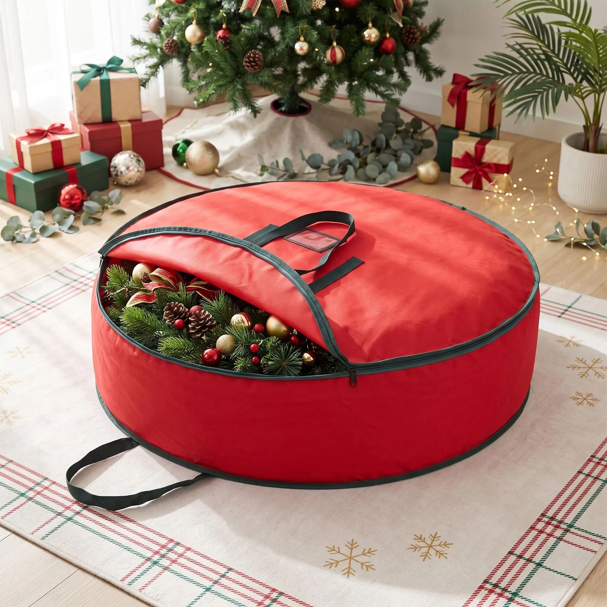 Jingle Jollys Christmas Garland Wreath Storage Bag Baubles Ornaments Container - Image 8