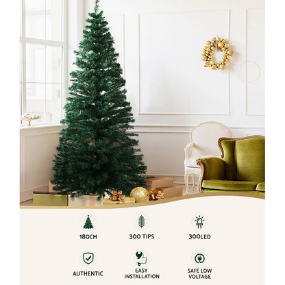 Jingle Jollys 1.8m Christmas Tree Optic Fibre LED Xmas tree Warm White - Image 4