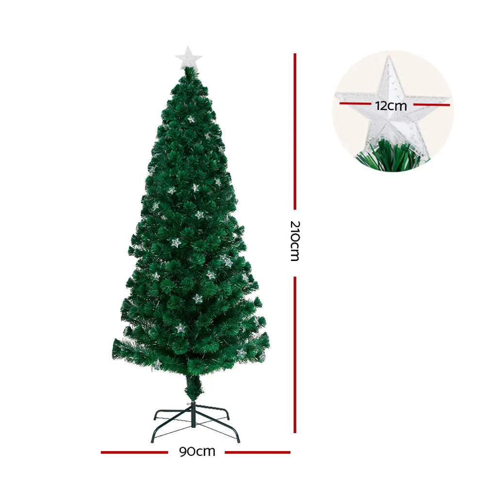 Jingle Jollys 2.1m Christmas Tree Optic Fibre LED Xmas tree Multi Colour - Image 2