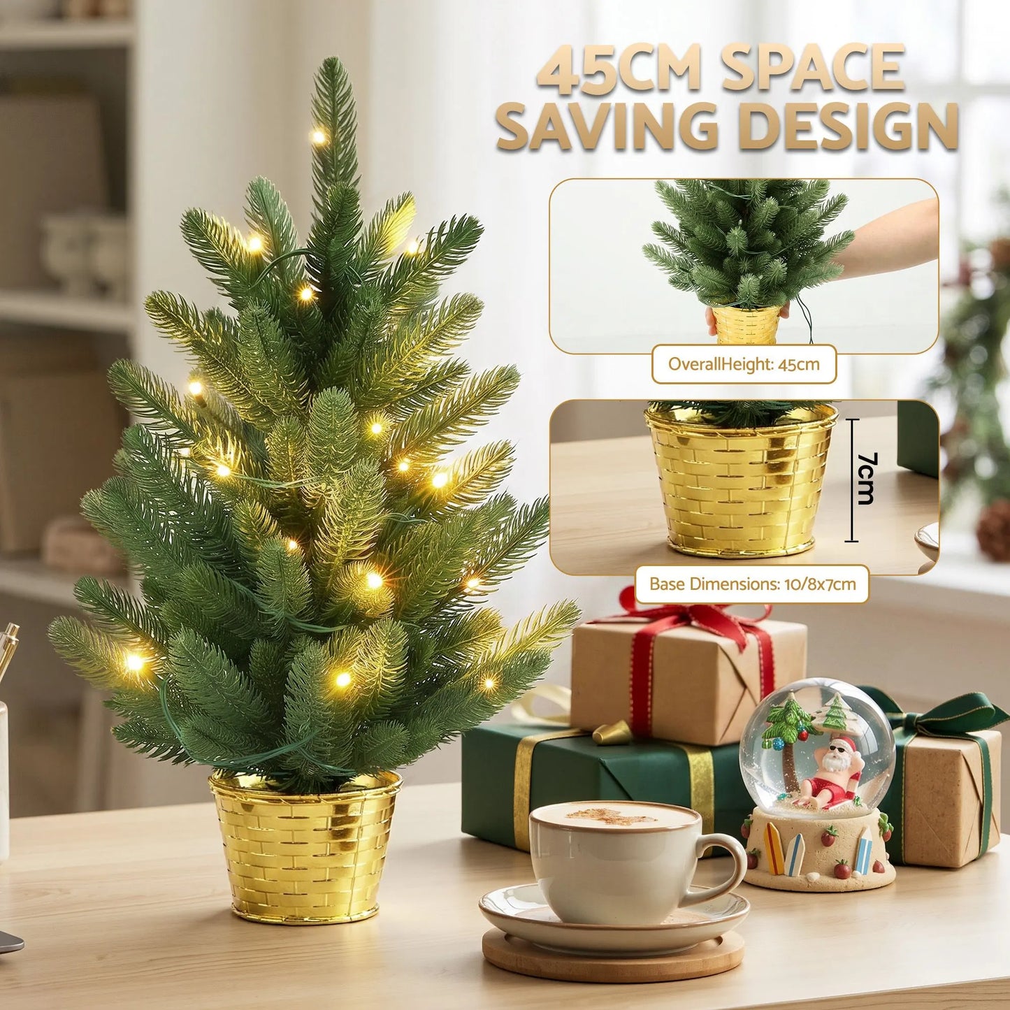 Jingle Jollys 45cm Artificial Christmas Tree Mini Christmas Tree Warm Light - Image 4