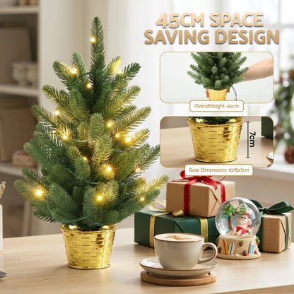 Jingle Jollys 45cm Artificial Christmas Tree Mini Christmas Tree Warm Light - Image 4