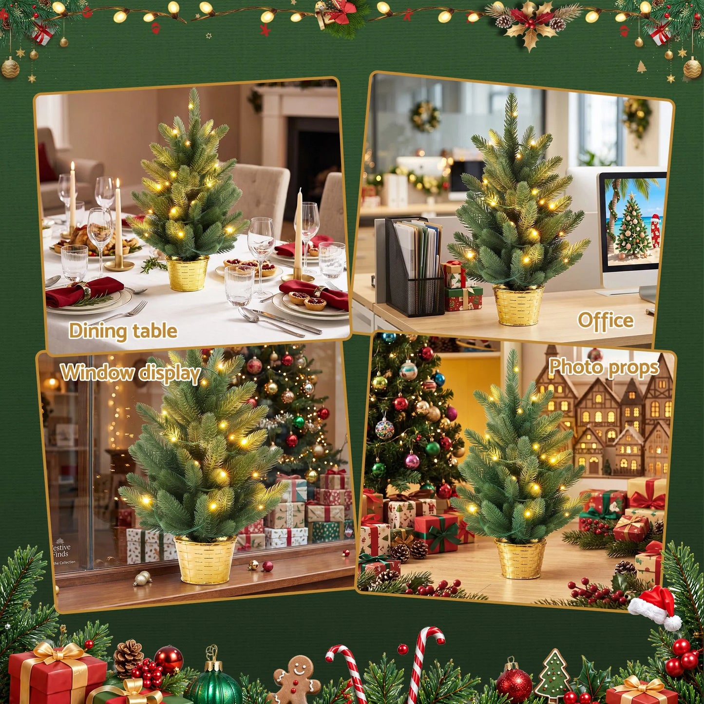 Jingle Jollys 45cm Artificial Christmas Tree Mini Christmas Tree Warm Light - Image 6