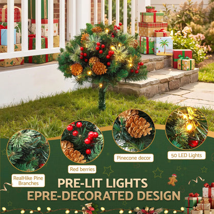 Jingle Jollys 2 Pack 45cm Lighted Artificial Christmas Tree Pathway Xmas Trees - Image 4