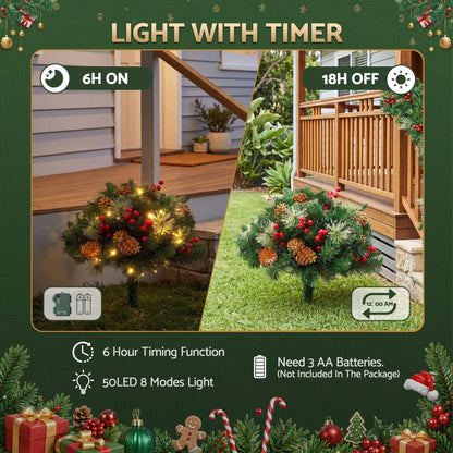 Jingle Jollys 2 Pack 45cm Lighted Artificial Christmas Tree Pathway Xmas Trees - Image 5