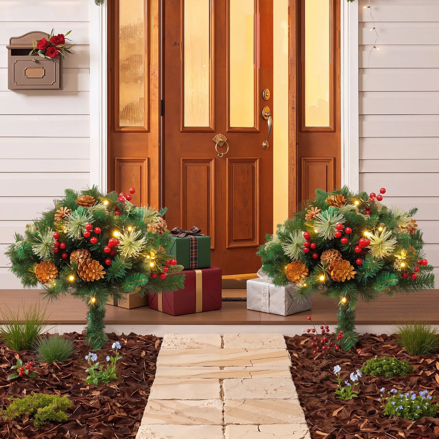 Jingle Jollys 2 Pack 45cm Lighted Artificial Christmas Tree Pathway Xmas Trees - Image 7