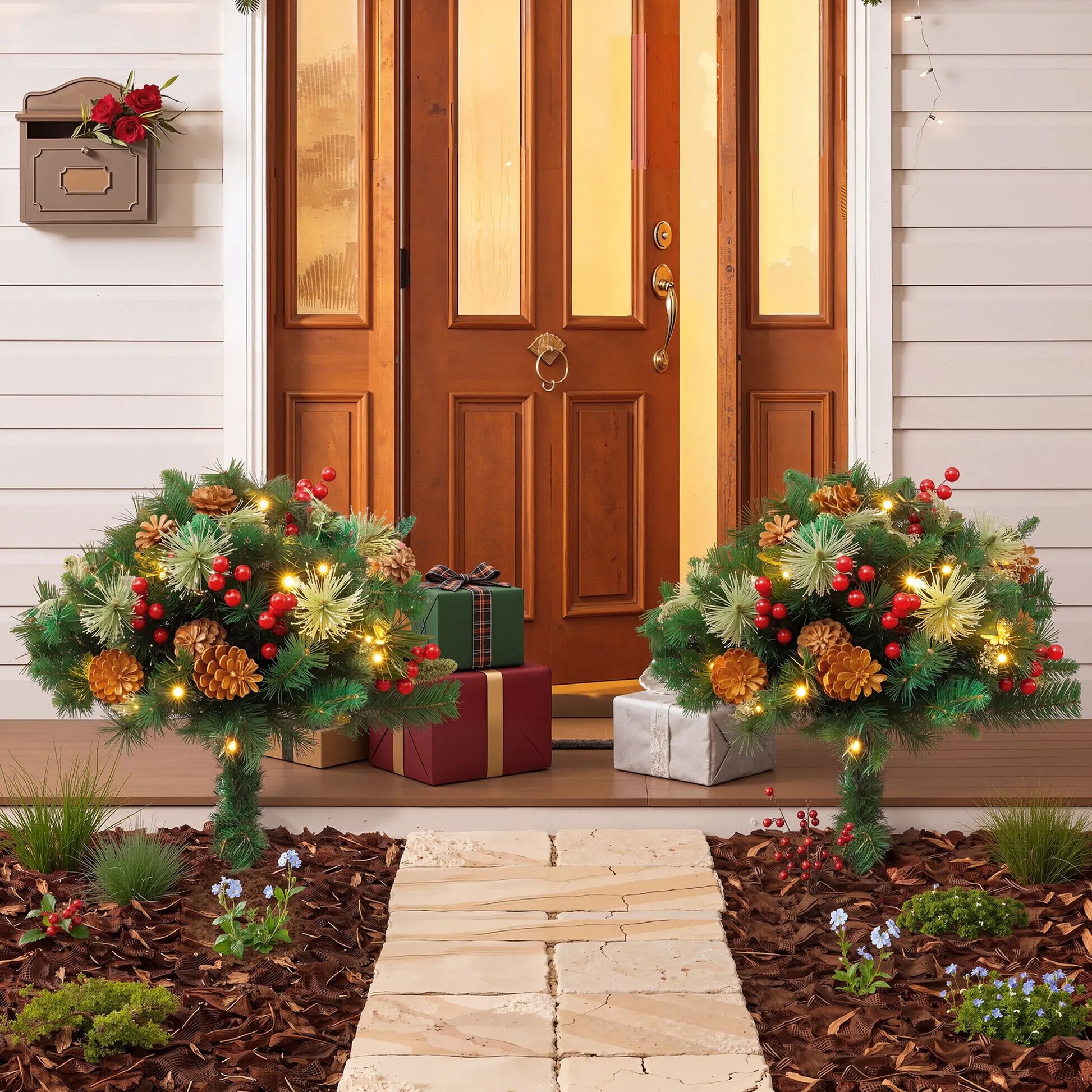 Jingle Jollys 2 Pack 45cm Lighted Artificial Christmas Tree Pathway Xmas Trees - Image 7
