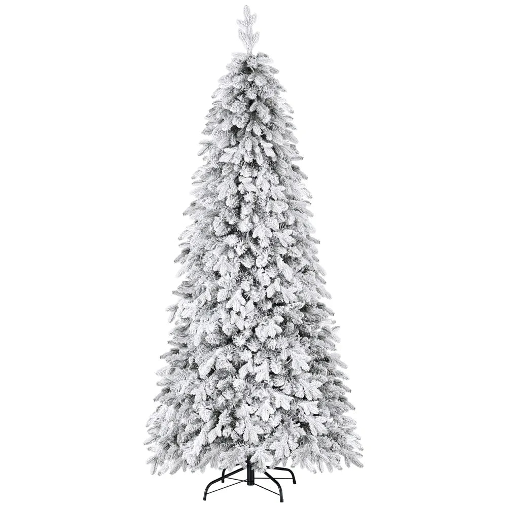 Jingle Jollys Christmas Tree 2.1m Flocking Pencil Tree LED Xmas 860 Tips White - Image 3