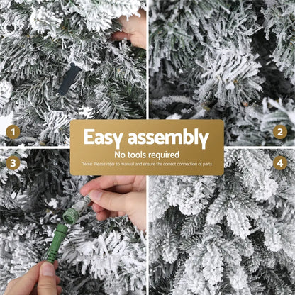Jingle Jollys Christmas Tree 2.1m Flocking Pencil Tree LED Xmas 860 Tips White - Image 6