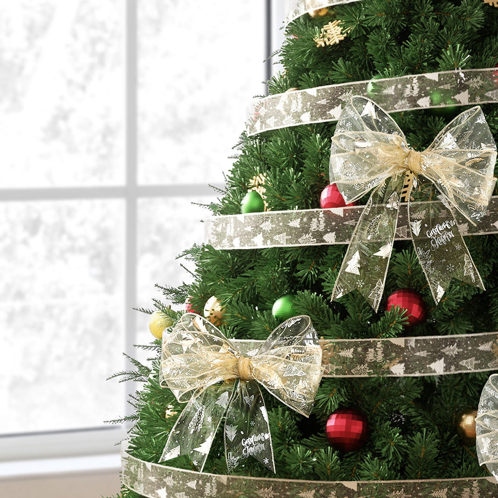 Jingle Jollys 20M Christmas Ribbon Roll Bow Printed Xmas Tree Decor Gift Gold - Image 7