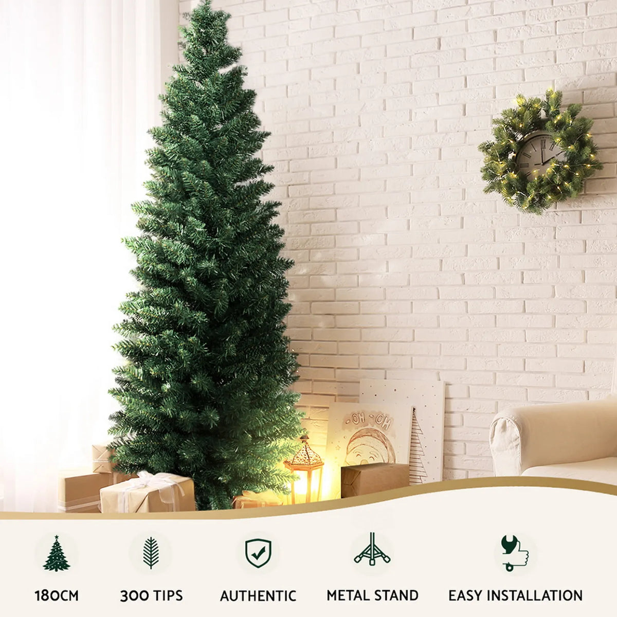 Jingle Jollys Christmas Tree 1.8m Xmas Tree Decorations Green 300 Tips - Image 4