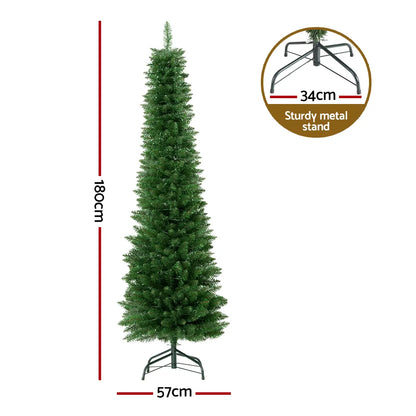 Jingle Jollys Christmas Tree 1.8m Pre-Lit 200 LED Lights Xmas Tree Decorations - Image 2