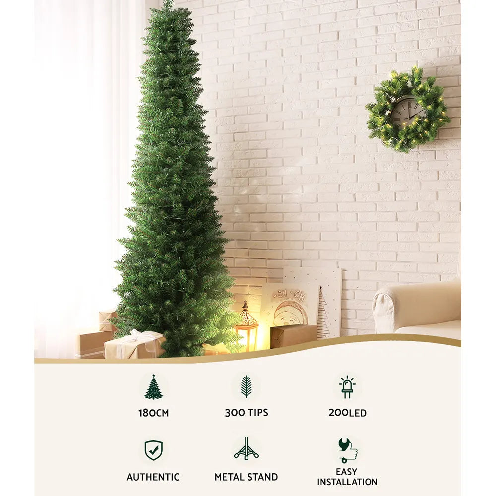 Jingle Jollys Christmas Tree 1.8m Pre-Lit 200 LED Lights Xmas Tree Decorations - Image 3