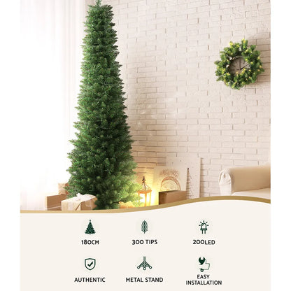 Jingle Jollys Christmas Tree 1.8m Pre-Lit 200 LED Lights Xmas Tree Decorations - Image 3