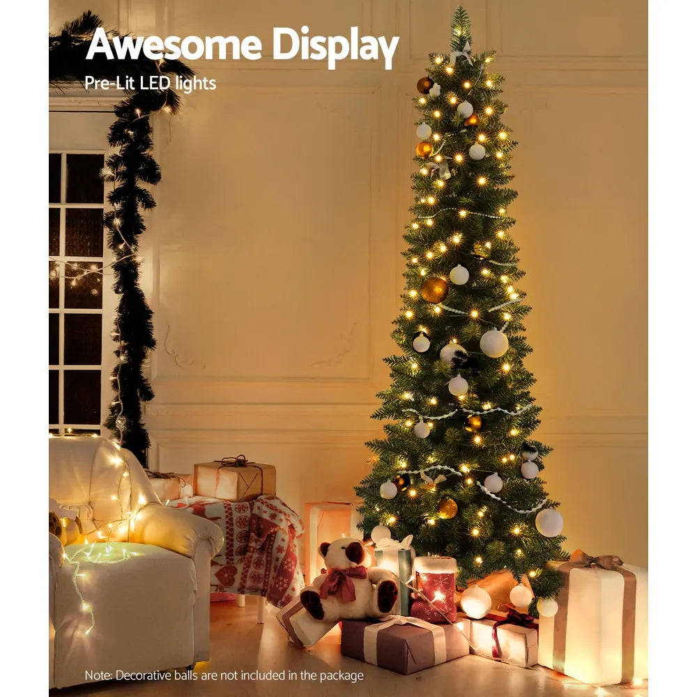Jingle Jollys Christmas Tree 1.8m Pre-Lit 200 LED Lights Xmas Tree Decorations - Image 4