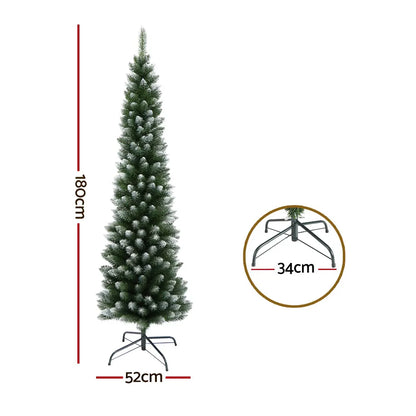 Jingle Jollys Christmas Tree 1.8m Xmas Tree Decorations Snowy 300 Tips - Image 2