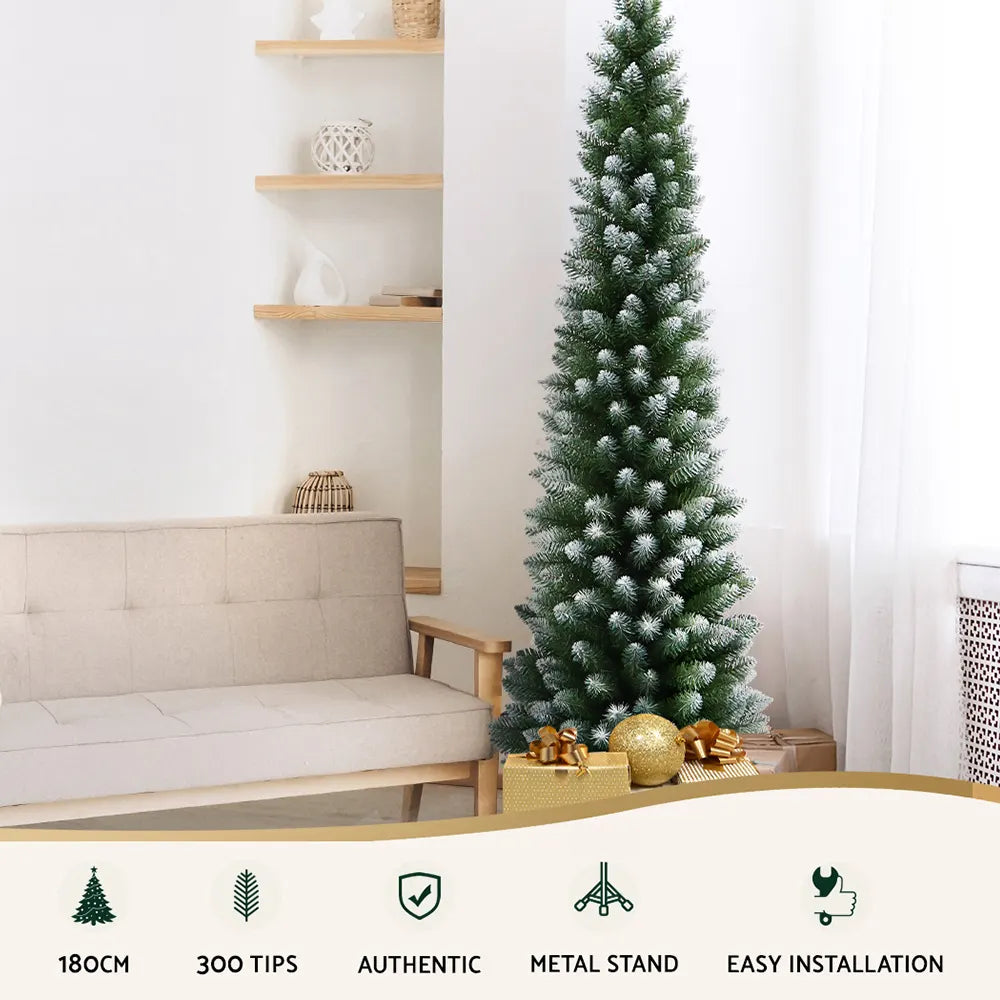 Jingle Jollys Christmas Tree 1.8m Xmas Tree Decorations Snowy 300 Tips - Image 3
