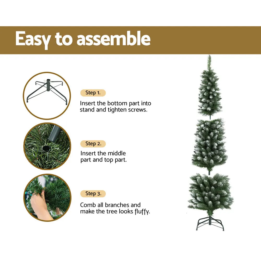 Jingle Jollys Christmas Tree 1.8m Xmas Tree Decorations Snowy 300 Tips - Image 5