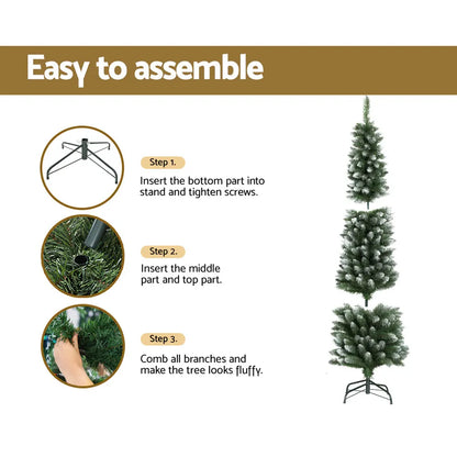 Jingle Jollys Christmas Tree 1.8m Xmas Tree Decorations Snowy 300 Tips - Image 5