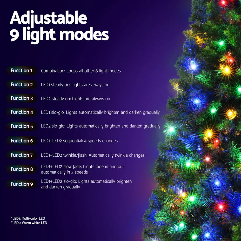 Jingle Jollys 1.8M Pre-lit Christmas Tree 8 Mode Multi Colour 200 LED Light Xmas - Image 5