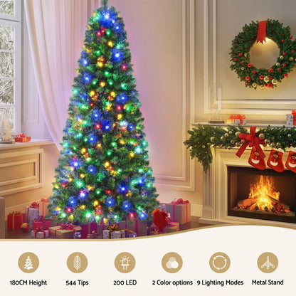 Jingle Jollys 1.8M Pre-lit Christmas Tree 8 Mode Multi Colour 200 LED Light Xmas - Image 6