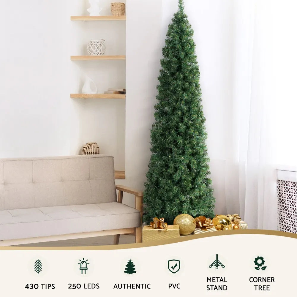 Jingle Jollys Christmas Tree 2.1M Corner Xmas Tree Party Decorations 430 Tips - Image 4