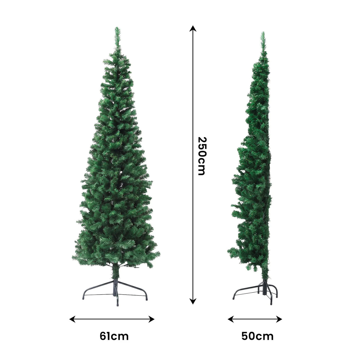 Jingle Jollys 2.4m Pre-Lit Christmas Tree Slim Pencil Xmas Tree Corner Tree - Image 2