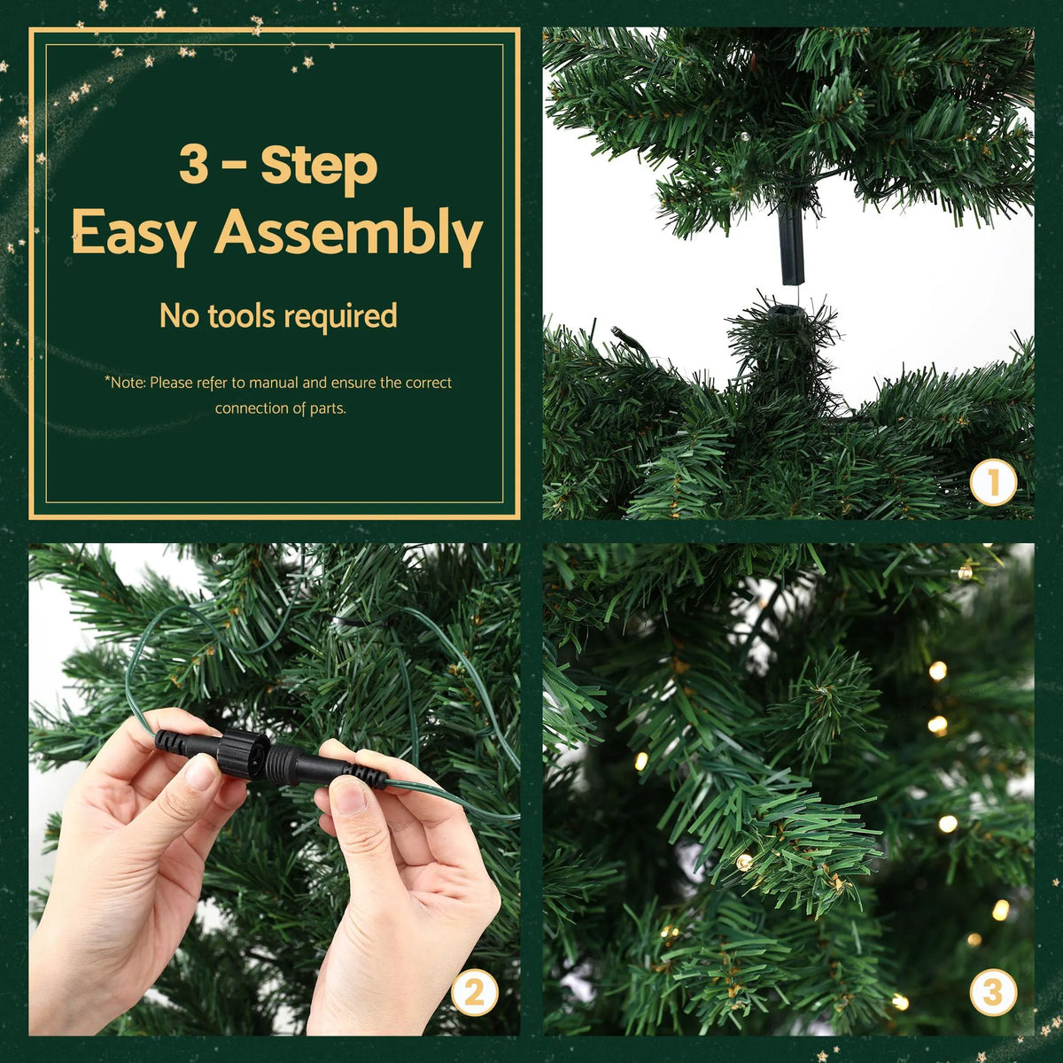 Jingle Jollys 2.4m Pre-Lit Christmas Tree Slim Pencil Xmas Tree Corner Tree - Image 8