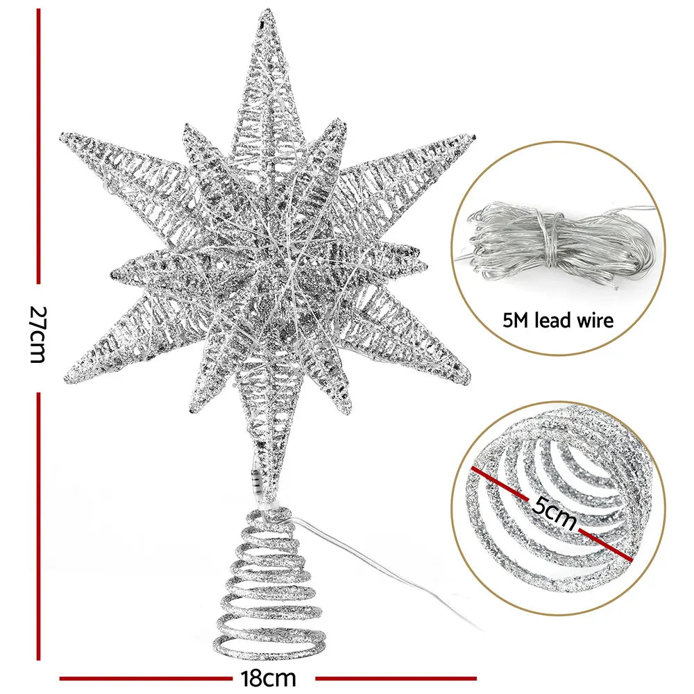 Jingle Jollys 3D Christmas Tree Topper Star LED Decorations Xmas Party Timer - Image 2