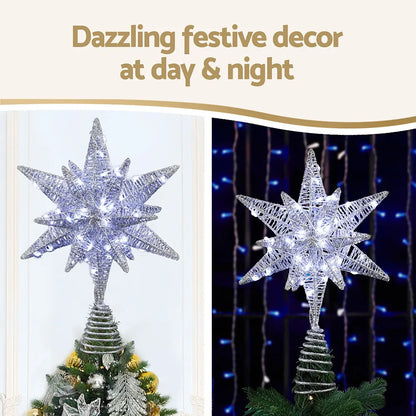 Jingle Jollys 3D Christmas Tree Topper Star LED Decorations Xmas Party Timer - Image 4