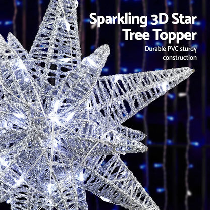 Jingle Jollys 3D Christmas Tree Topper Star LED Decorations Xmas Party Timer - Image 5