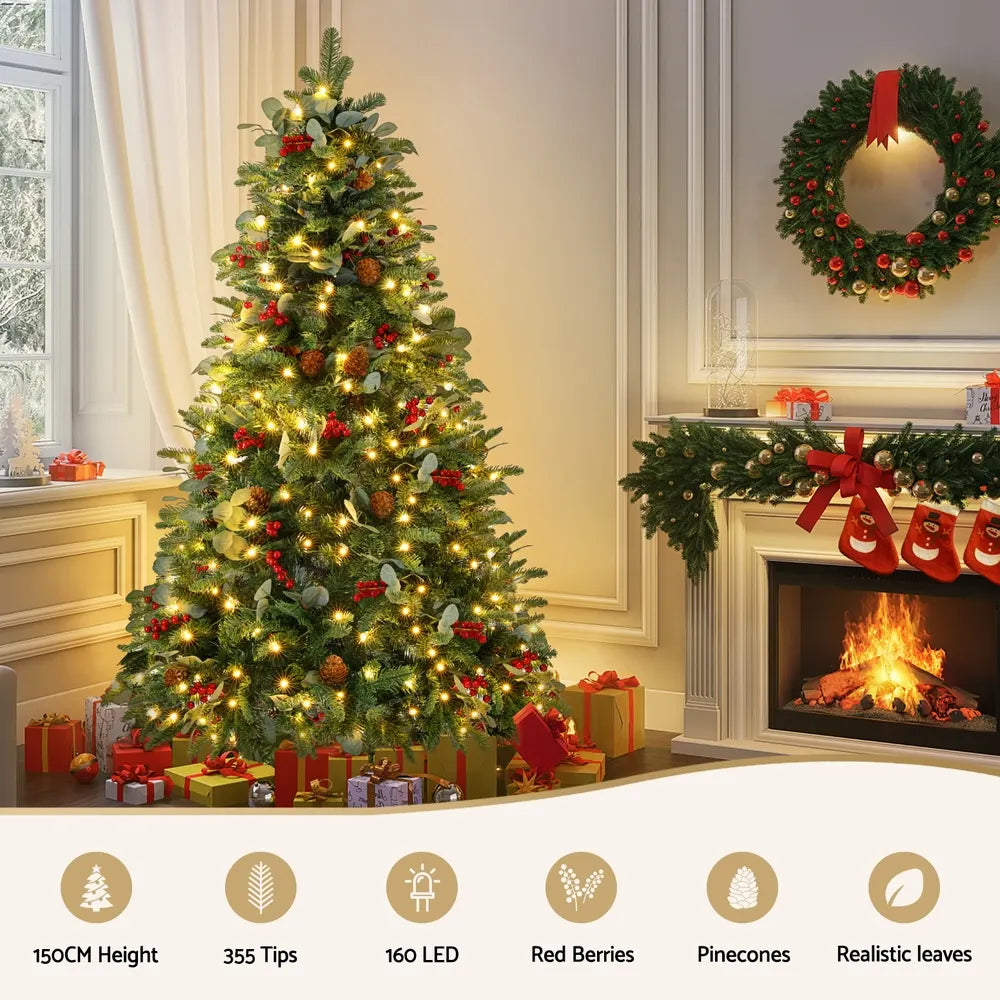 Jingle Jollys Christmas Tree 1.5m 160 LED Xmas Tree Party Decorations 355 Tips - Image 4