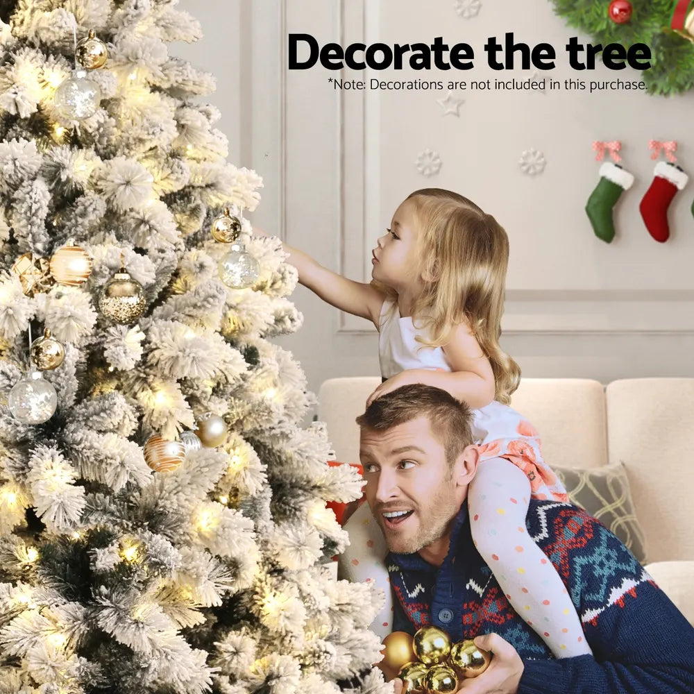 Jingle Jollys Christmas Tree 1.8m Snow Flocked LED Xmas Decoration 8 Light Modes - Image 4
