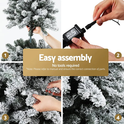 Jingle Jollys Christmas Tree 1.8m Snow Flocked LED Xmas Decoration 8 Light Modes - Image 6