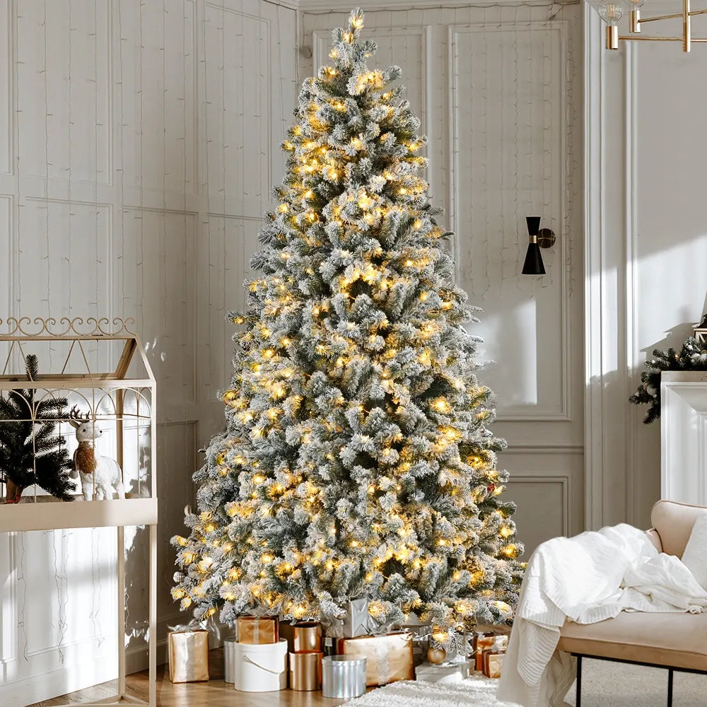Jingle Jollys Christmas Tree 1.8m Snow Flocked LED Xmas Decoration 8 Light Modes - Image 7