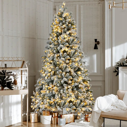 Jingle Jollys Christmas Tree 1.8m Snow Flocked LED Xmas Decoration 8 Light Modes - Image 7